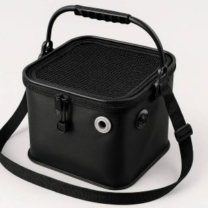 Multifunctional Collapsible Fishing Bucket With Oxygen Pump Hole And Mesh Cover For Live Bait