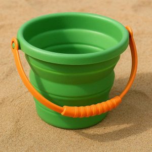 Round Folding Bucket For Kids Beach Play And Sand Castle Building With Flexible Easy Grip Design