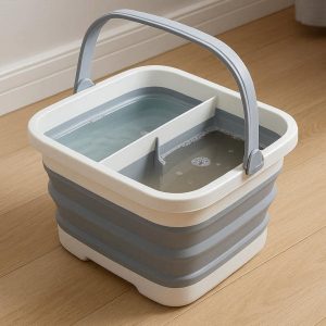 Collapsible Mop Bucket With Dual Compartments For Clean And Dirty Water Separation At Home