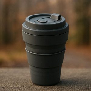 Insulated Silicone Collapsible Coffee Mug For Commuting And Outdoor Warmth With Spill Proof Lid