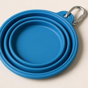 Large Collapsible Silicone Water Bowl For Dogs With Carabiner Clip For Hiking And Pet Hydration